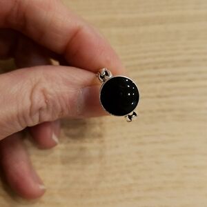 Sterling Silver Black Round Ring